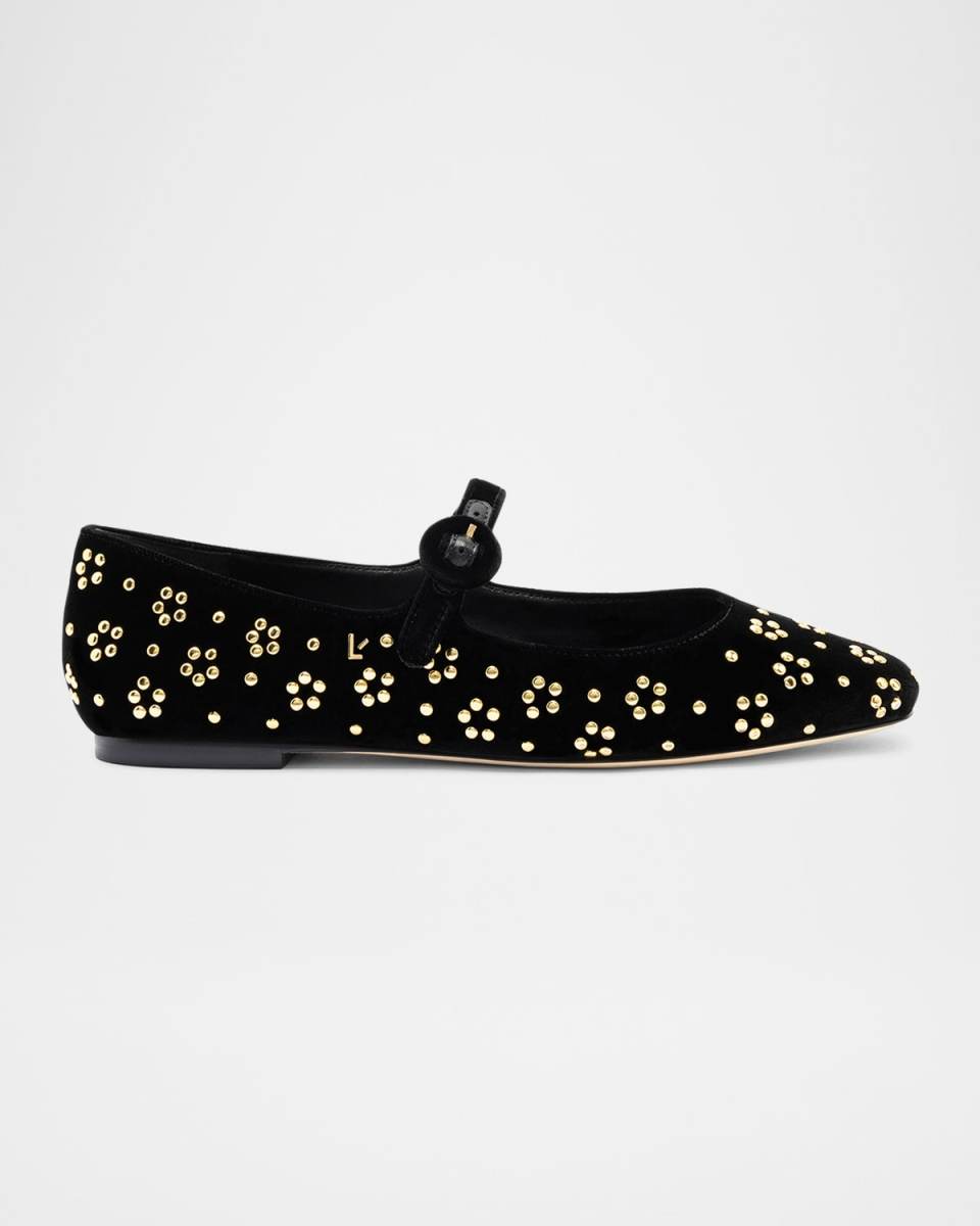 Blair Studded Velvet Mary Jane Ballerina Flats